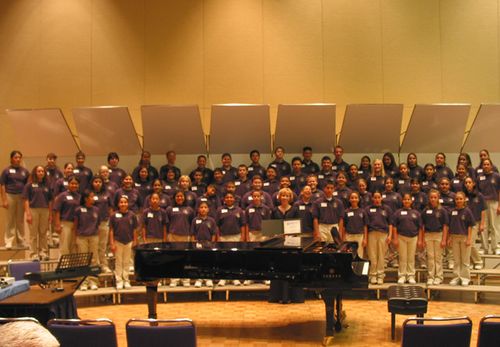 Choir members during a performance